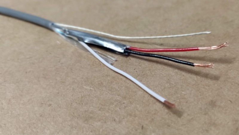 22/3 AWG Shielded Stranded cable insulation removed