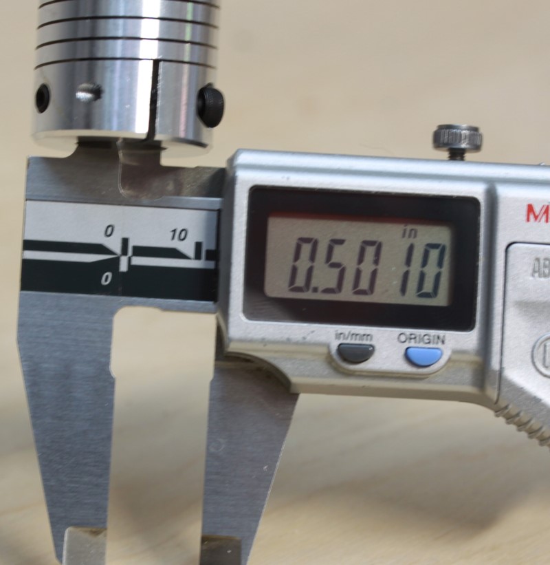 Caliper measurement of the 1/2