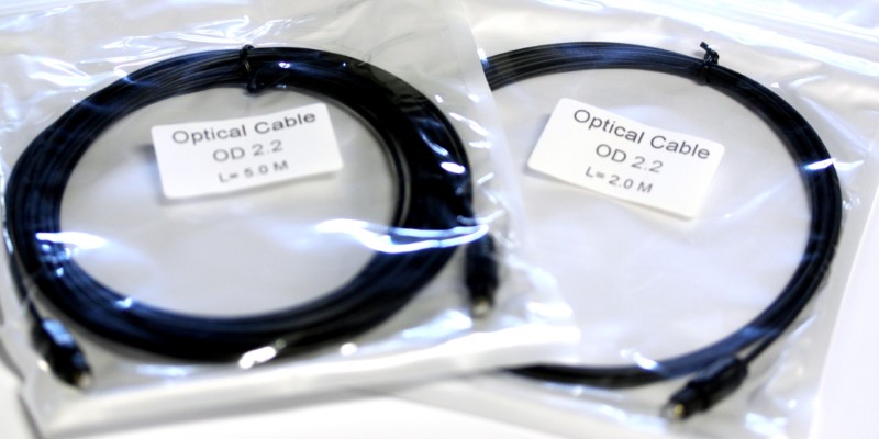 Image of the two optical cables that is included with the torch height controllers. One cable is 2 meters in length and the other is 5 meters in length.