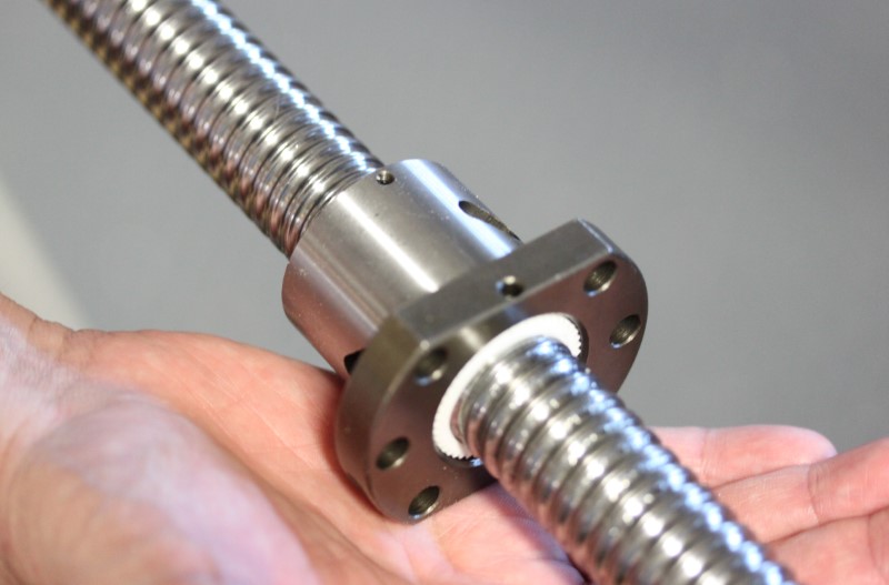 View of the 25mm ball screw and nut
