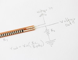 Voltage divider circuit for the flex sensor