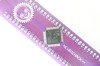 Close-up of the stm32 microcontroller soldered to the breadboard interface board