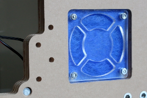 View of the fan filter area on the bottom of the case