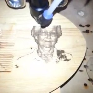 Dustan Webb's first run from his blackTooth Laser Cutter and Engraver. The engraving is of his grandmother.