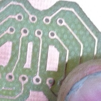 A close up of the PCB made by Duncan with the blackToe cnc router